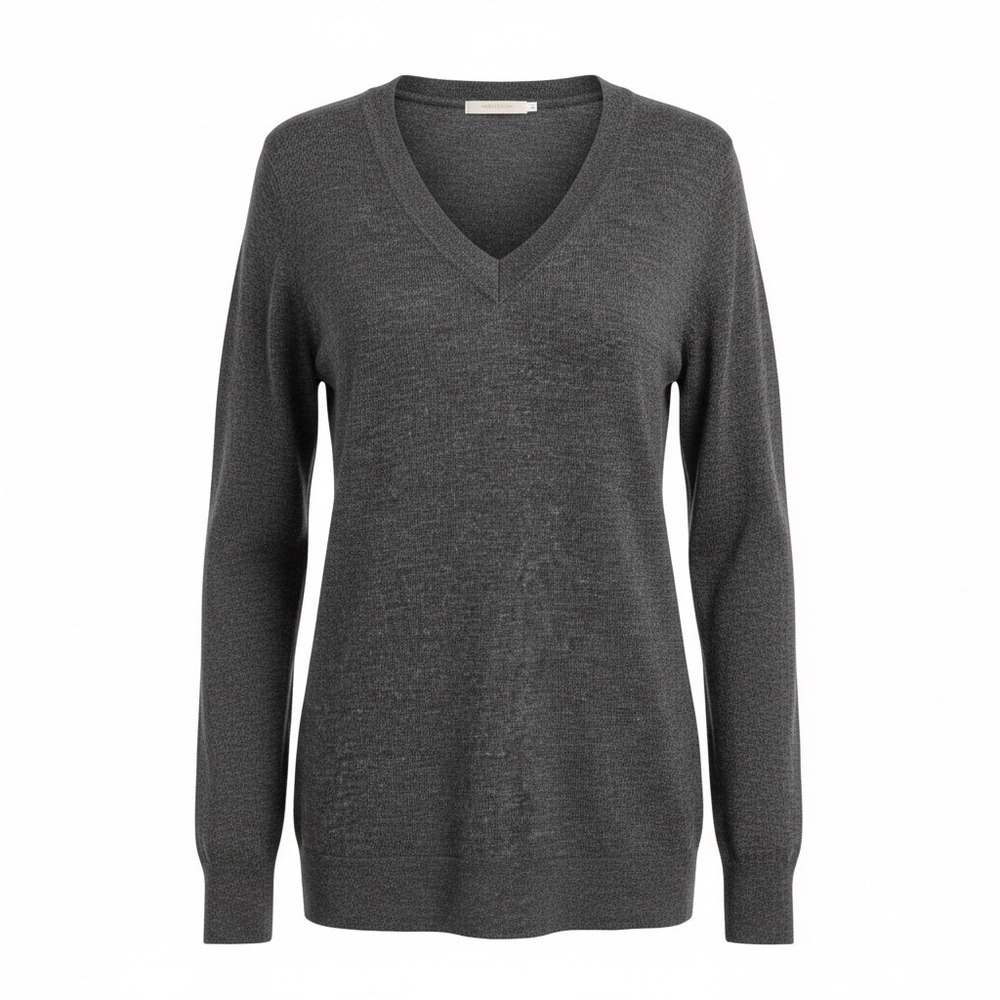 Fair Indigo Mens 100% Baby Alpaca V-Neck Sweater Charcoal Gray Sz S Soft